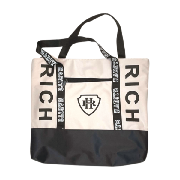 White & Black Rich Habits Totes