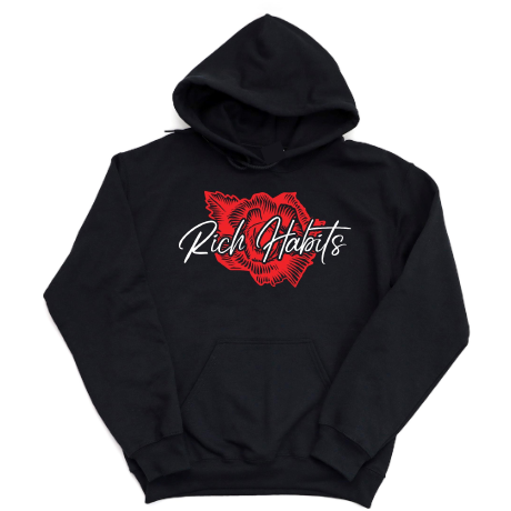 Rich Habits Rose Black Hoodie