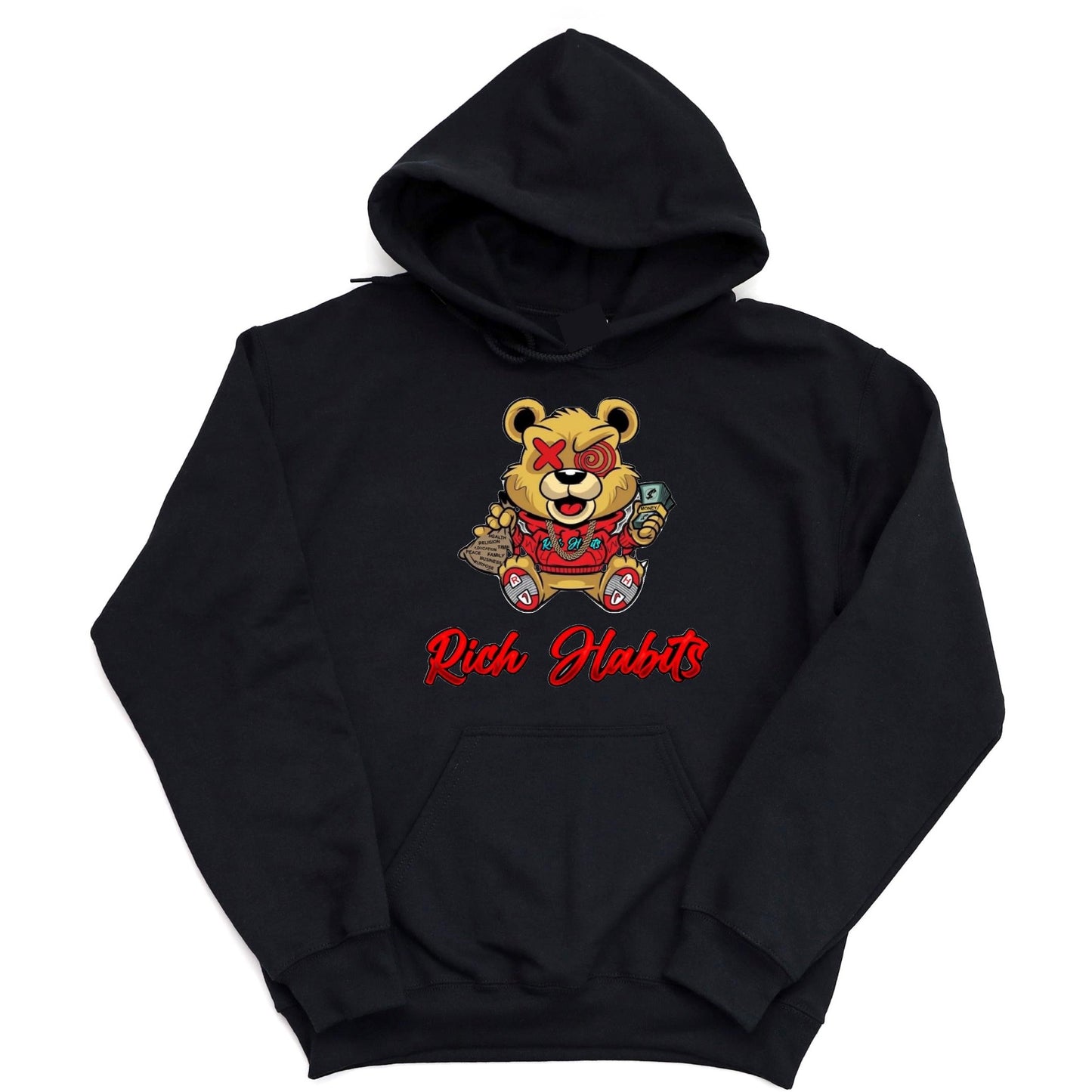 Rich Habits Bear Black Hoodie